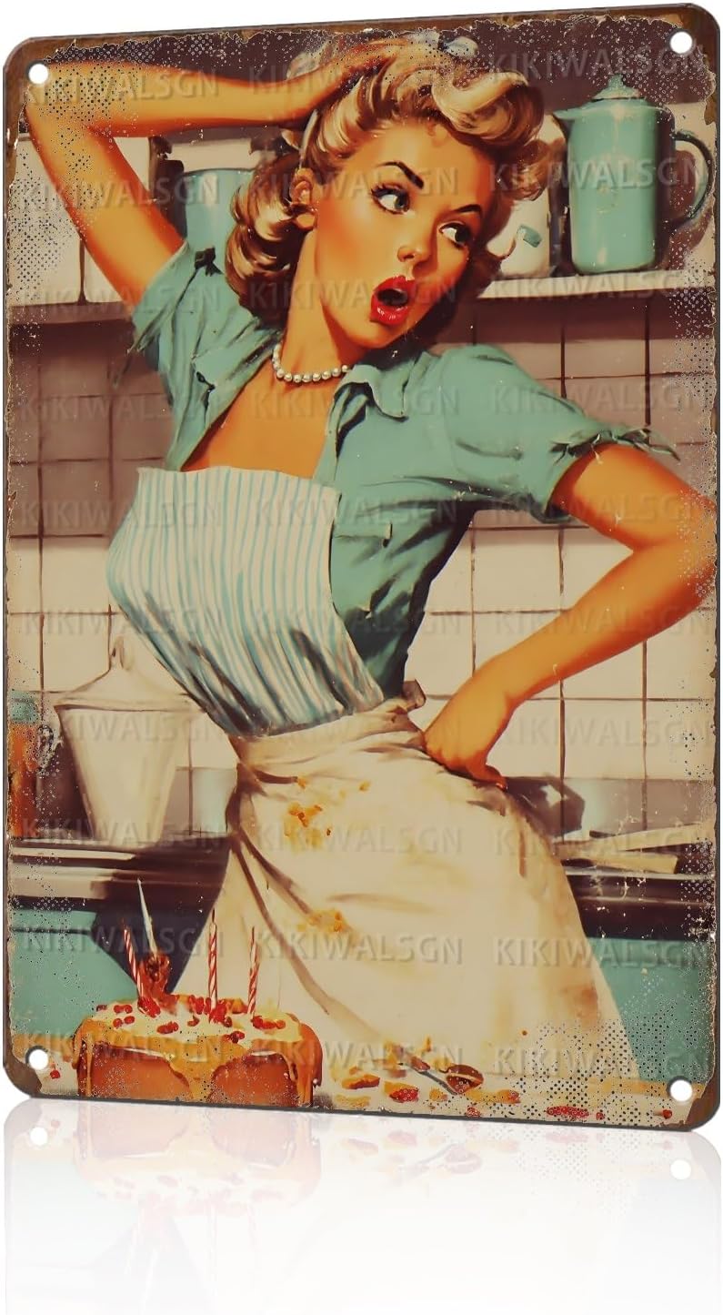 Kitchen Baking Cake - KIKIWALSGN 50S Funny Kitchen Wall Art