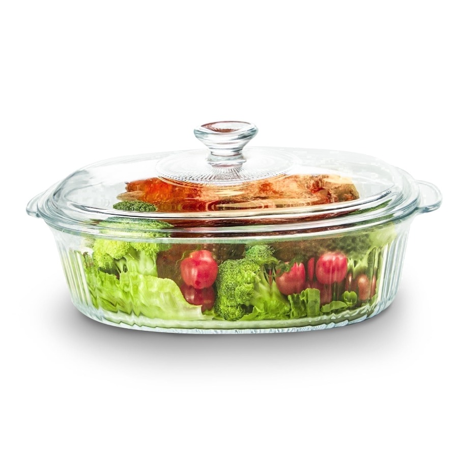 Kitchen Baking Pan Storage - 2.8L 3Qt Glass Casserole Dish with