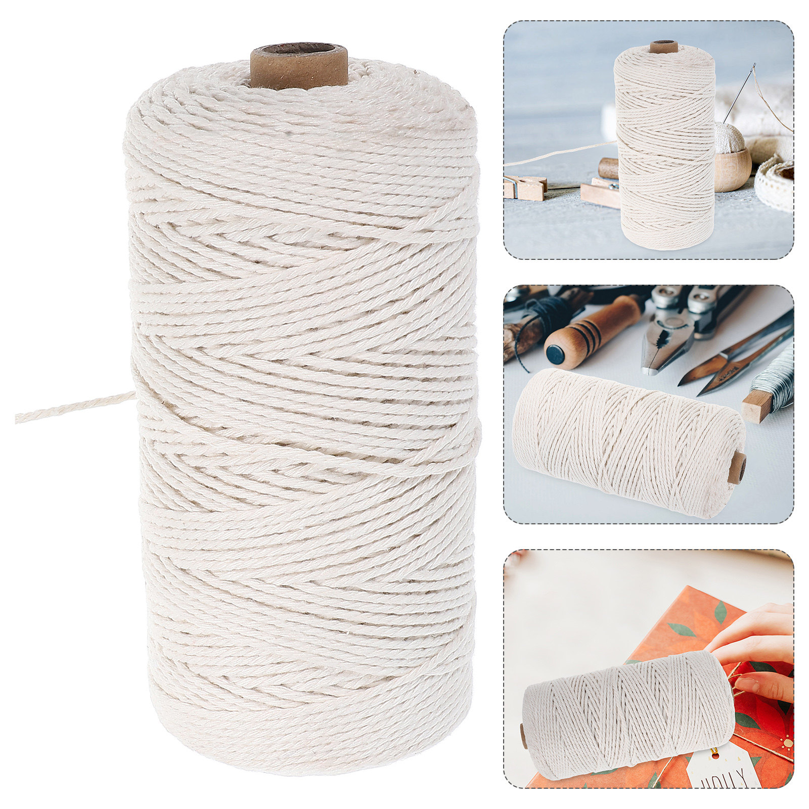 200M Cotton Braided Rope Natur - Kitchen Baking Twine ulasan dan harga