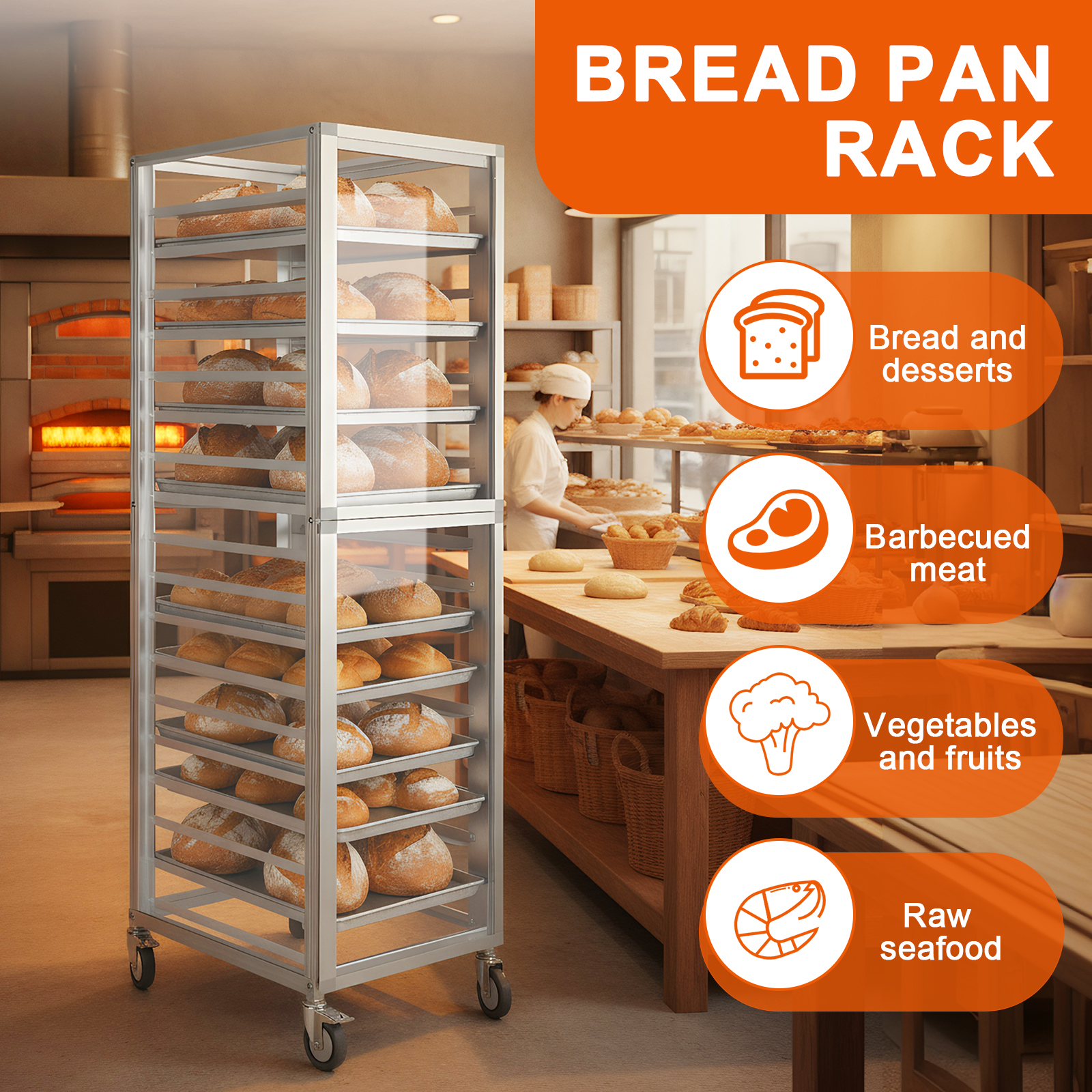 18 Tiers Bun Rack with Wheels  - Kitchen Baking Pan Storage ulasan dan harga